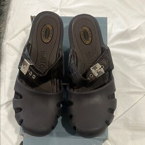 Dr. Scholl's Brown and Silver Mules Comfortable Slip-On Clogs